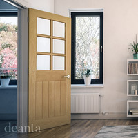 Deanta - Ely Prefinished Oak 6L Glazed Interior Door