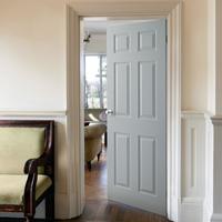 Colonial White Primed Grained 6 Panel Moulded Door