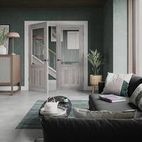 Holdenby Laminate Grey Pre-Finished Clear Glazed Door