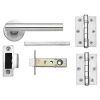 Lecco Satin Stainless Steel Lever on Rose Door Handle Pack - Stainless Steel