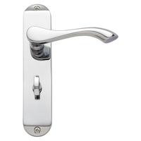 Fino Polished Chrome Lever on Backplate Bathroom Door Handle Pair