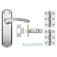 Garda Polished Chrome Lever on Backplate Latch Door Handle Pack
