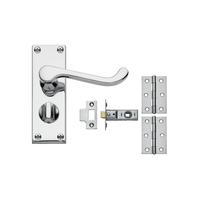 Victorian Scroll Polished Chrome Lever on Backplate Privacy Door Handle Pack