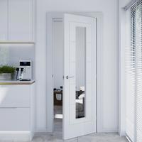 Linear White Satin Smooth Pre-Finished Moulded Clear Glazed Door