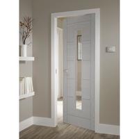 Linear Grey Oak Pre-Finished Clear Glazed Door